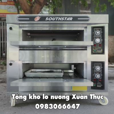 Lò nướng 2 tầng 4 khay Southstar dùng gas tiện lợi và tiết kiệm cho tiệm bánh.