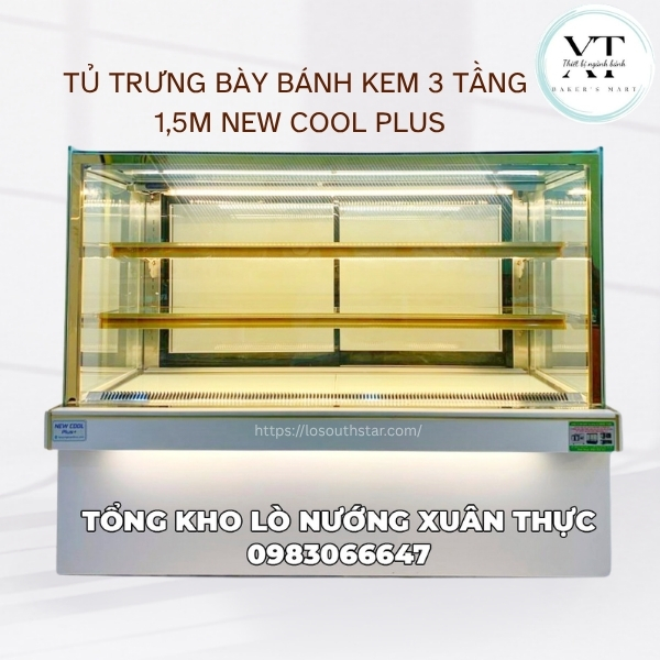 TỦ TRƯNG BÀY BÁNH KEM 3 TẦNG 1,5M NEW COOL PLUS TỦ TRƯNG BÀY BÁNH KEM 3 TẦNG 1,5M NEW COOL PLUS