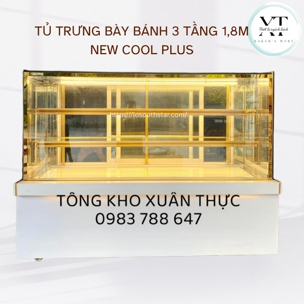 TỦ TRƯNG BÀY BÁNH 3 TẦNG 1,8M NEW COOL PLUS