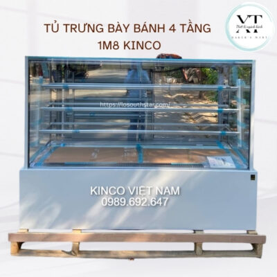 TỦ TRƯNG BÀY BÁNH 4 TẦNG 1M8 KINCO