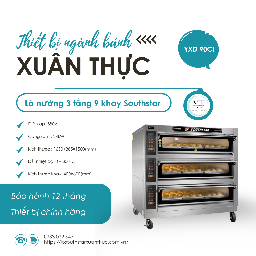 LÒ NƯỚNG SOUTHSTAR 3 TẦNG 9 KHAY YXD - 90 CI LÒ NƯỚNG SOUTHSTAR 3 TẦNG 9 KHAY YXD - 90 CI