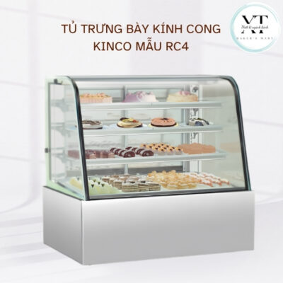 Tủ trưng bày kính cong KINCO mẫu RC4 4 tầng