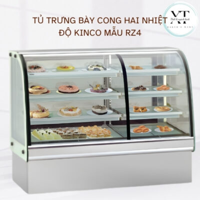 TỦ TRƯNG BÀY CONG HAI NHIỆT ĐỘ KINCO MẪU RZ4
