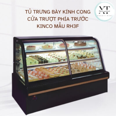 TỦ TRƯNG BÀY KÍNH CONG CỬA TRƯỢT PHÍA TRƯỚC KINCO MẪU RH3F